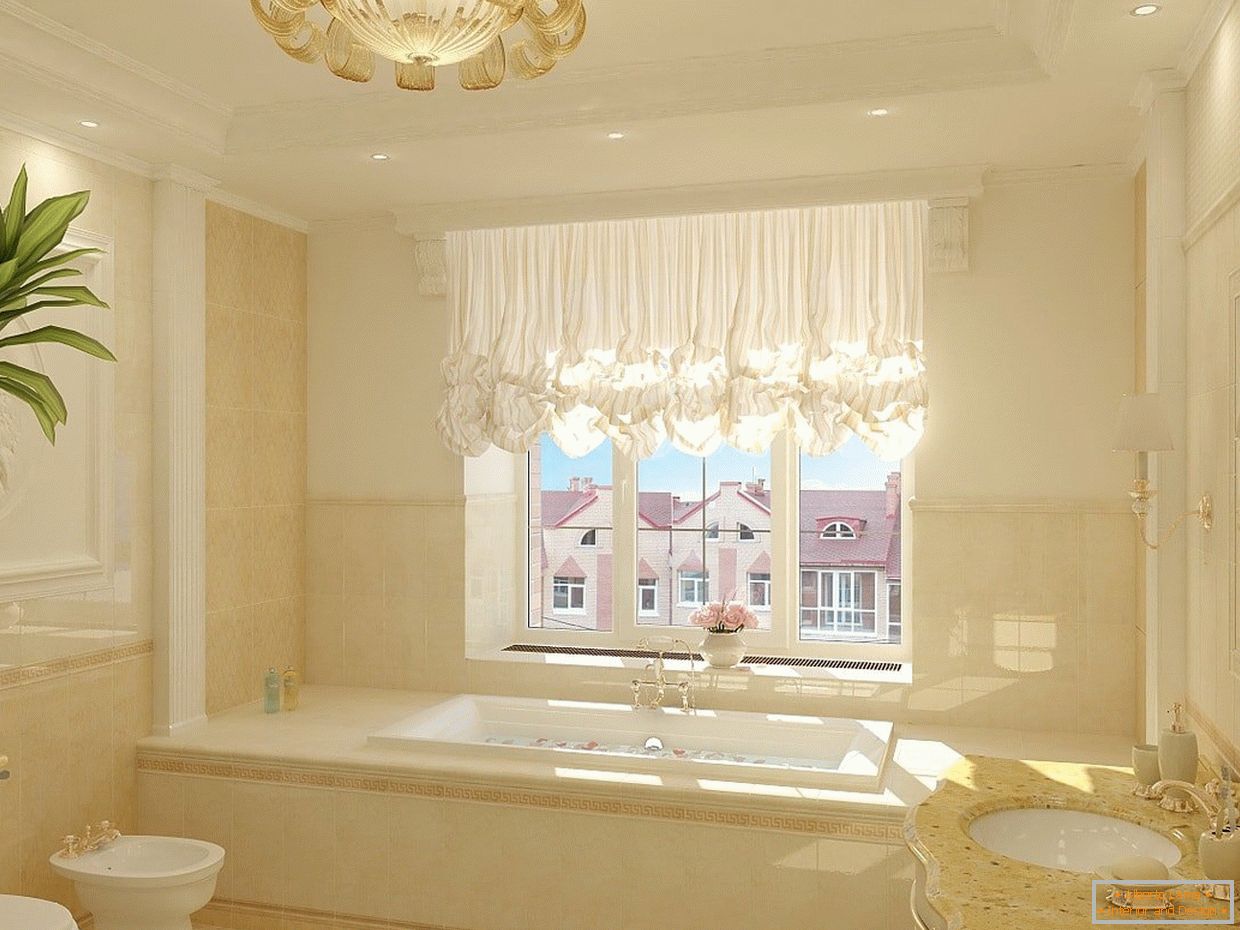 Light walls in the bathroom in classic style