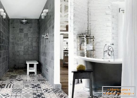 Bathroom design in loft style - photo ideas for tiles