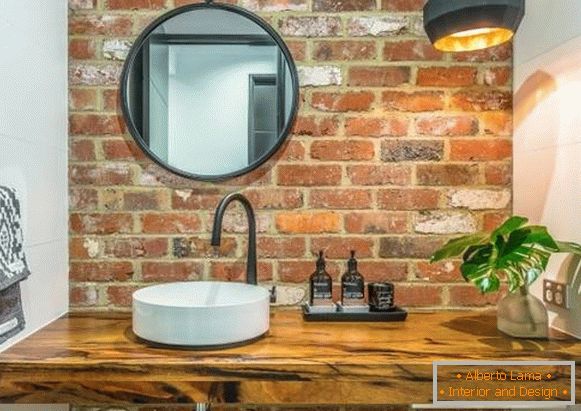 Bathroom furniture in loft style under the washbasin