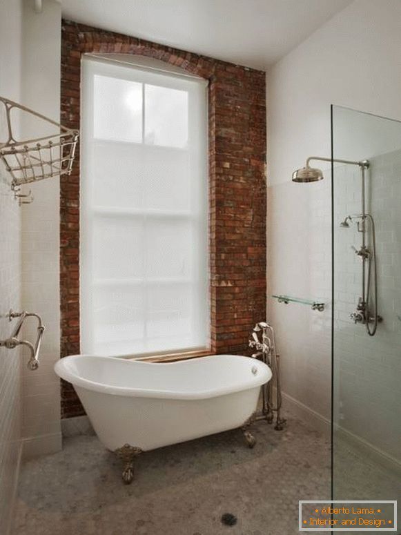 Loft style bathroom - small area with bath and shower