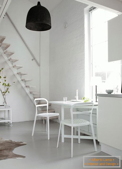 Small two-level apartment in white color