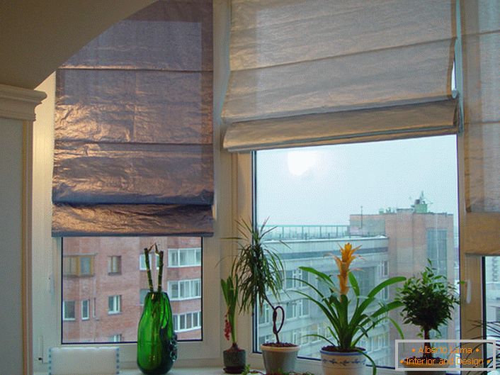 A modern version of Roman curtains in the kitchen of high-rise buildings.
