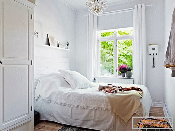 White curtains in white bedroom
