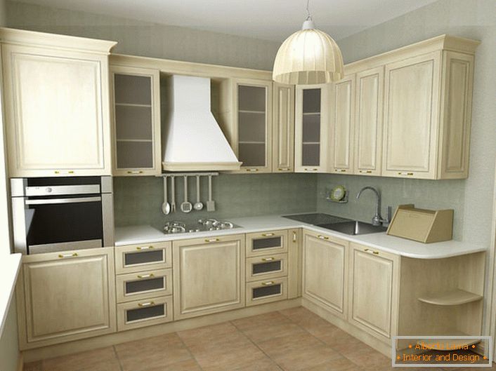 Beautiful interior of the kitchen in pastel colors.