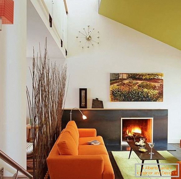 Retro interior with bright colors