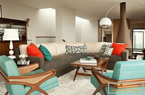 Living room in a modern retro style