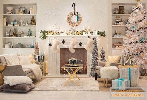 White Christmas tree and beautiful decor
