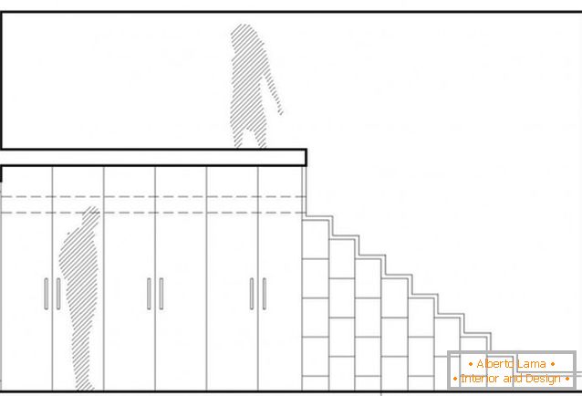 The layout of a two-storey studio apartment in Poland