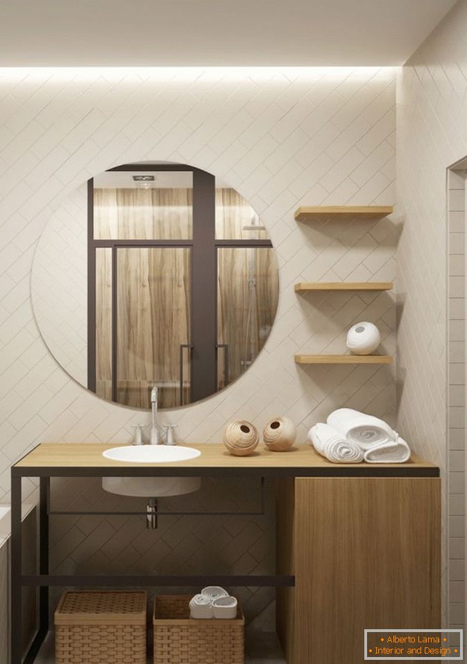 Wooden furniture in the bathroom