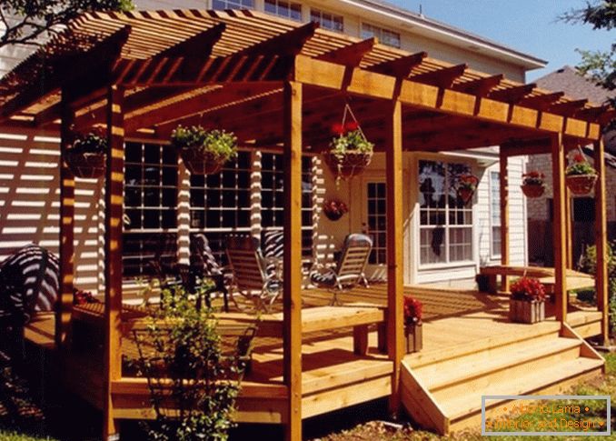 Wooden veranda attached to the house