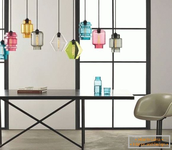 Bright multicolored lamps - spring decor