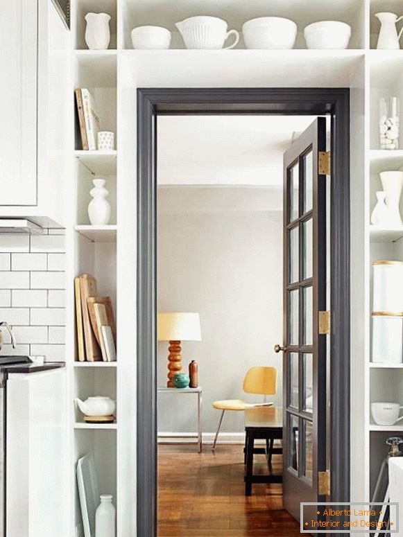 Beautiful kitchen doors - photo with a wardrobe around
