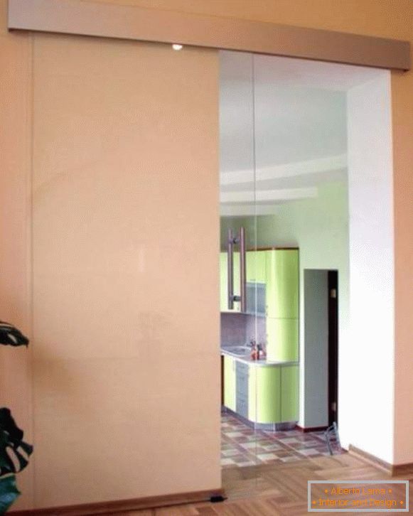 Transparent glass door to the kitchen - sliding option