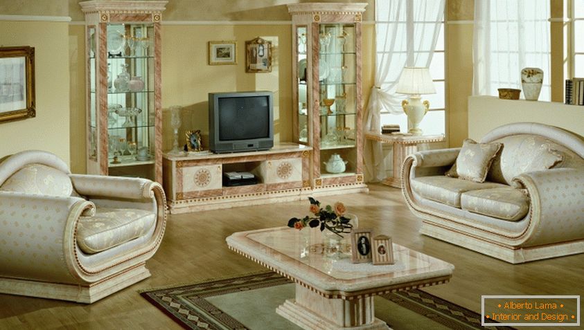 Classic interior will look in large rooms from 20 meters