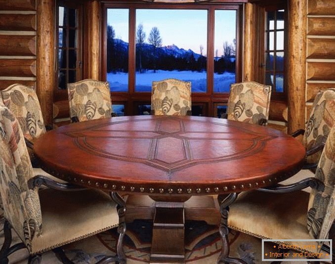 Round dining table and chairs