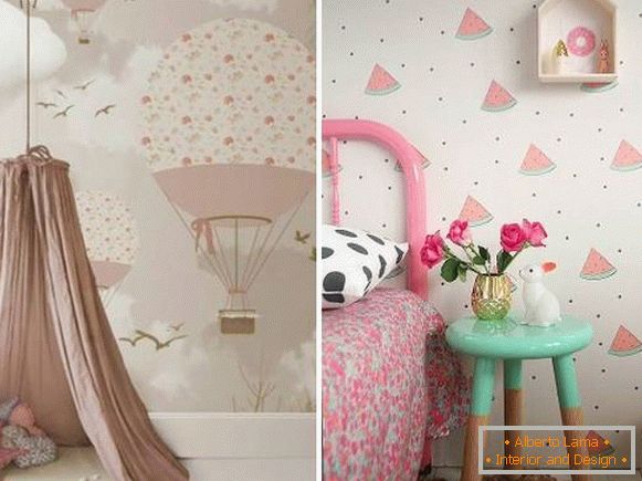 Stylish wallpaper in a room for a teenage girl в современном стиле