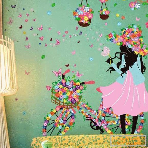 Feminine wallpaper in the children's room for teenage girls