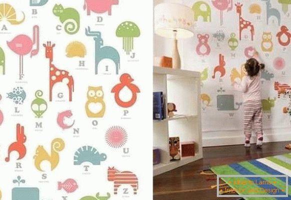 Children's wall-paper for girls of the smallest age