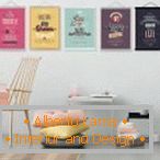 Bright posters in a bright interior