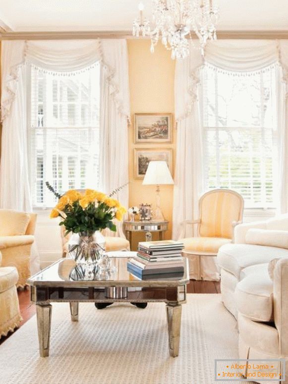 White curtains in classic style