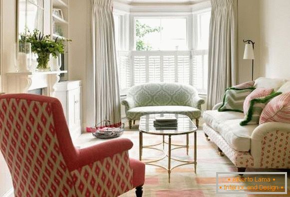 Pastel colors in the design of the living room