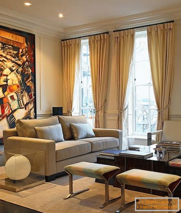 Modern design living room in beige tones