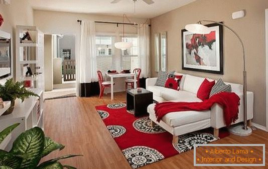 Modern living room in red