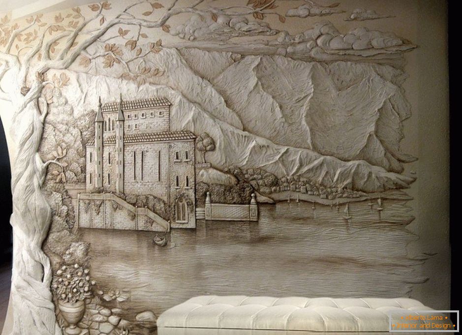 Volumetric painting на стене в интерьере
