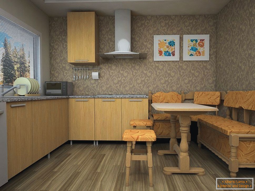 Modern kitchen design with a corner