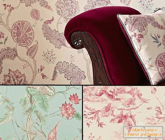 Wallpaper with intaglio print from Sanderson