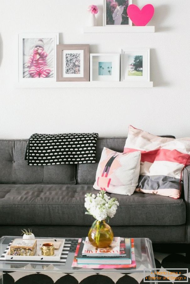 Glass coffee table in the living room