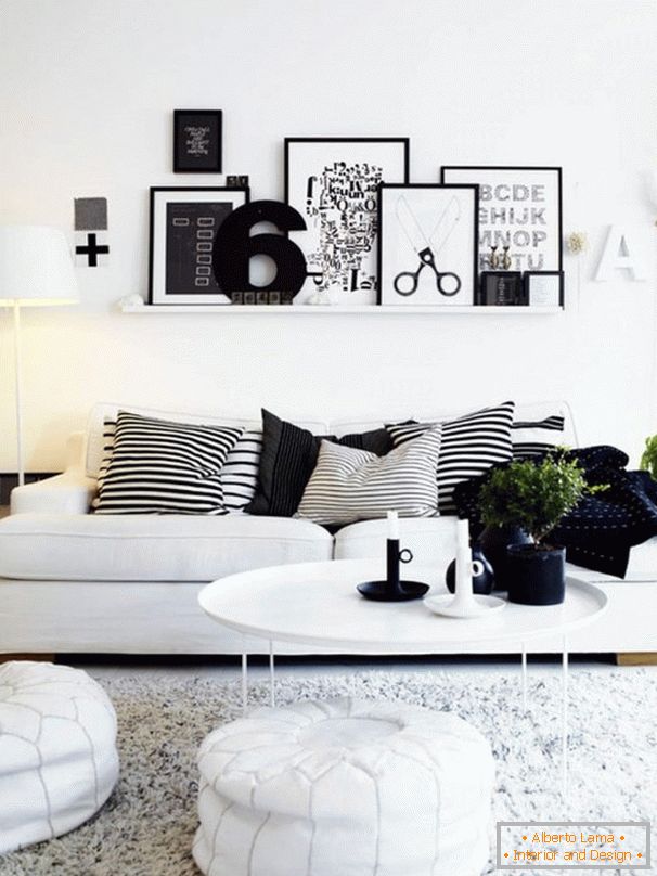 Black accents in a white room