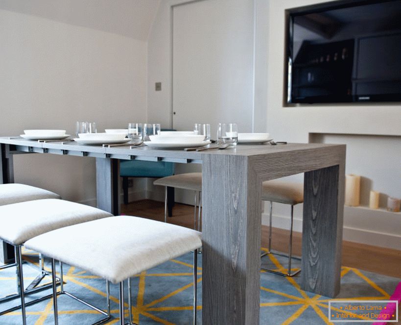 Interior of a dining room in a small apartment