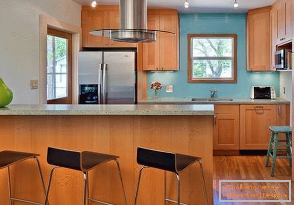 Combination with blue color in the kitchen interior photo