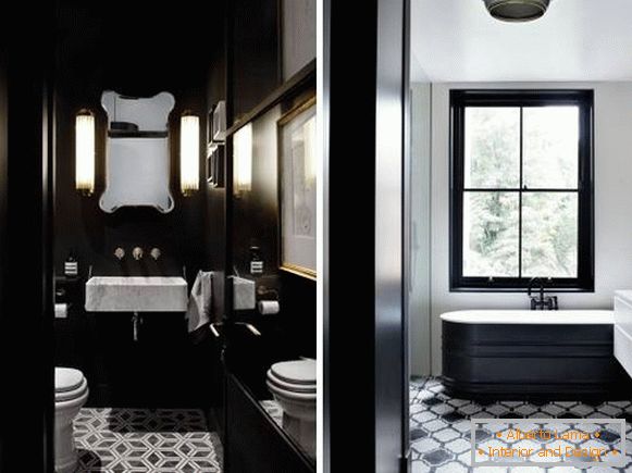 Stylish bathroom and toilet design in black