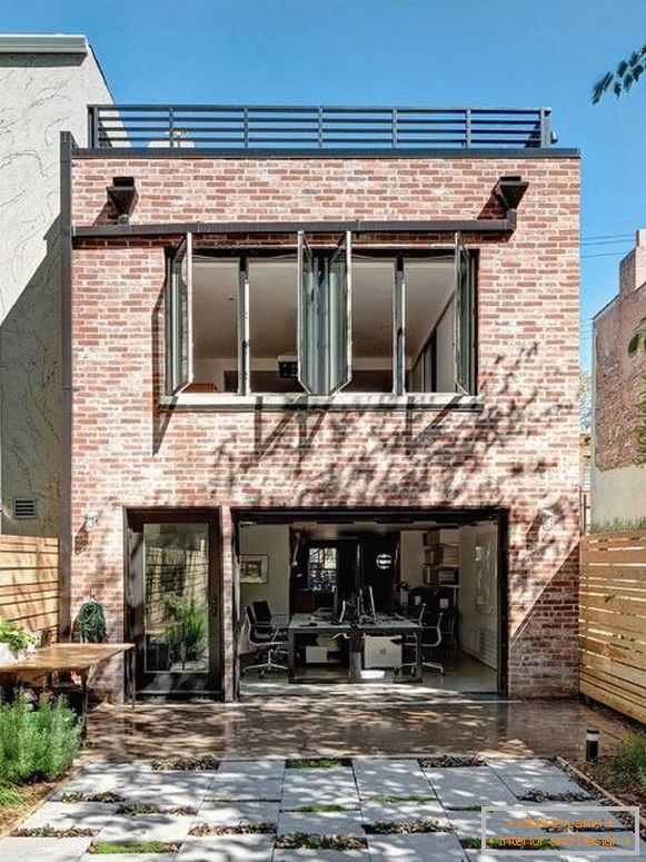 Internal design of a private house made of red brick