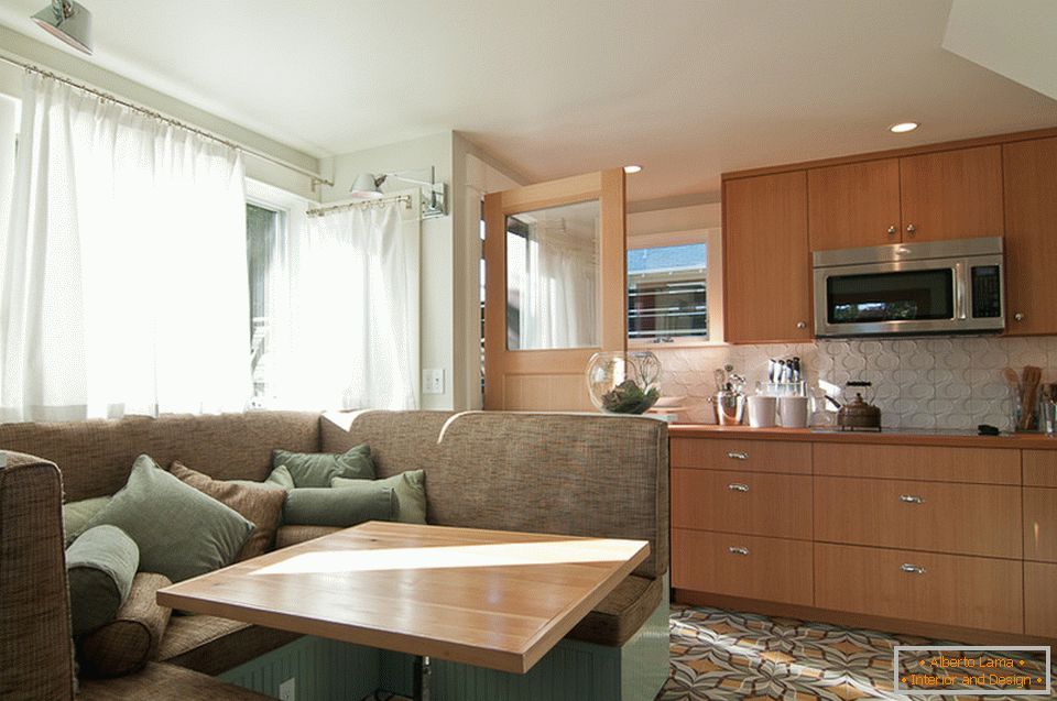 Large sitting area in the kitchen