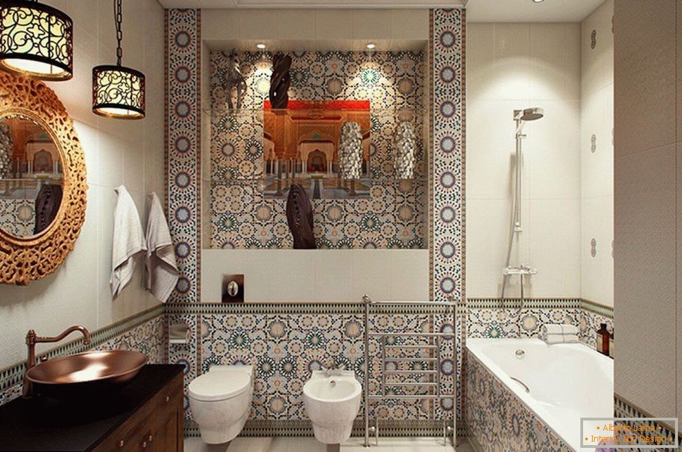 Tile with patterns in the bathroom