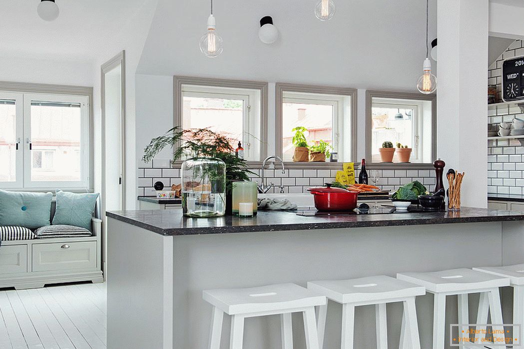 Kitchen interior with breakfast bar