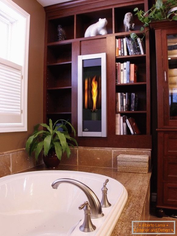 Fireplace built-in closet in the bathroom