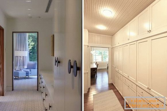 White built-in wardrobes in the design of hallways