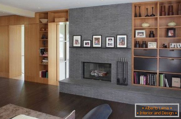 Built-in wardrobes in the design of the living room of a private house