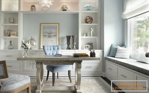 Built-in furniture in the home office design