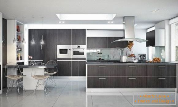 Built-in kitchen furniture in the interior of a private house