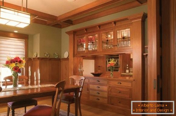 Built-in buffet in the kitchen and dining room