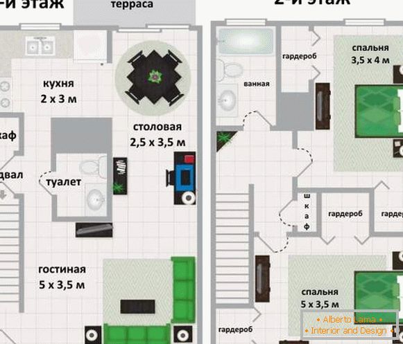 Design of the second floor in a private house - choose a plan of rooms