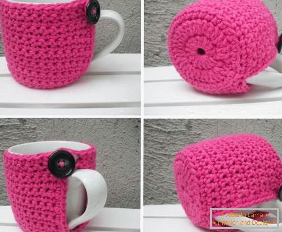 Knitted tea cup cover