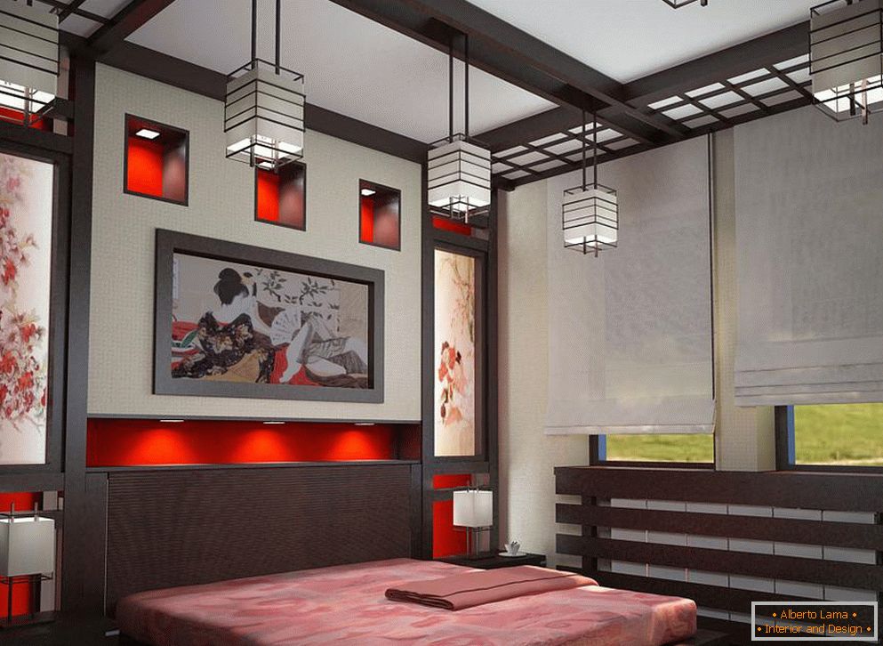 Fixtures and chandeliers in a bedroom in Japanese style