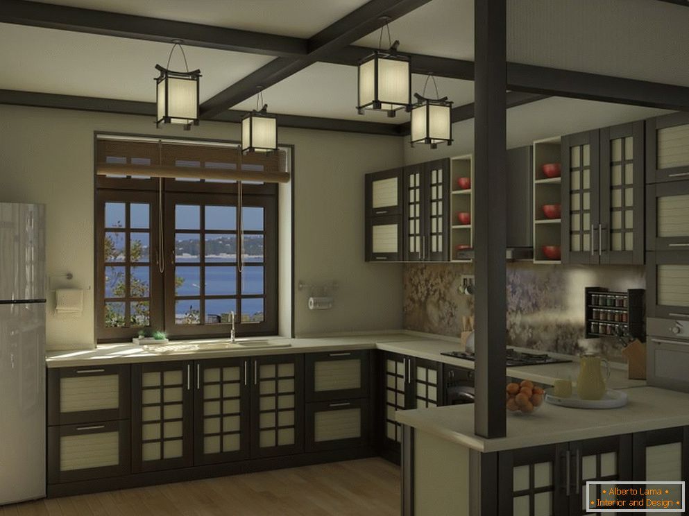 Interior of the kitchen in Japanese style