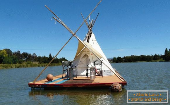 Unusual small house on the water